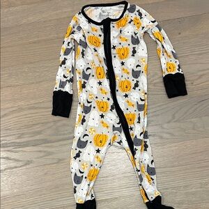 Little Sleepies Pumpkin and Cat Print Kids Footie